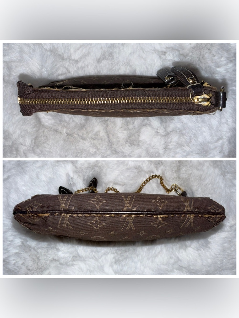 Louis Vuitton Brown Monogram Canvas Mini Lin Pochette with Chain Wristlet - Picture 7 of 15